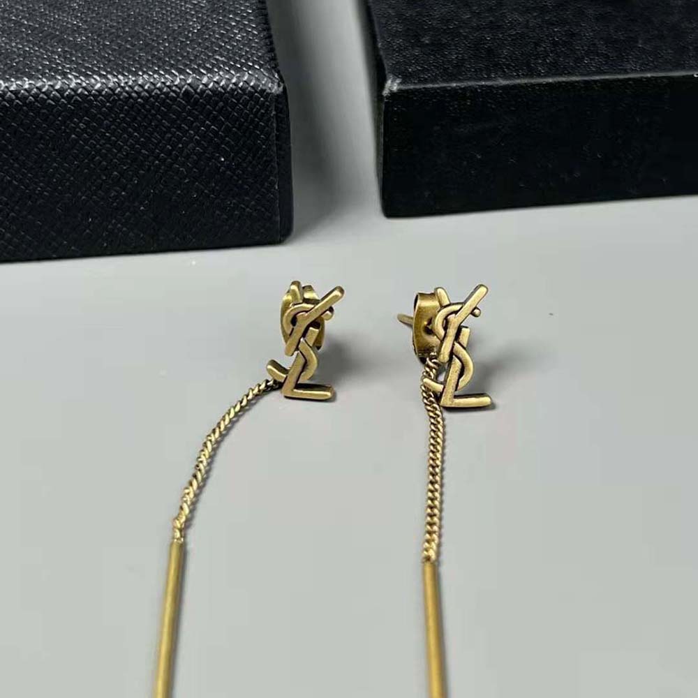 Saint Laurent YSL Women Opyum YSL Threader Earrings in Metal-Gold - image 6