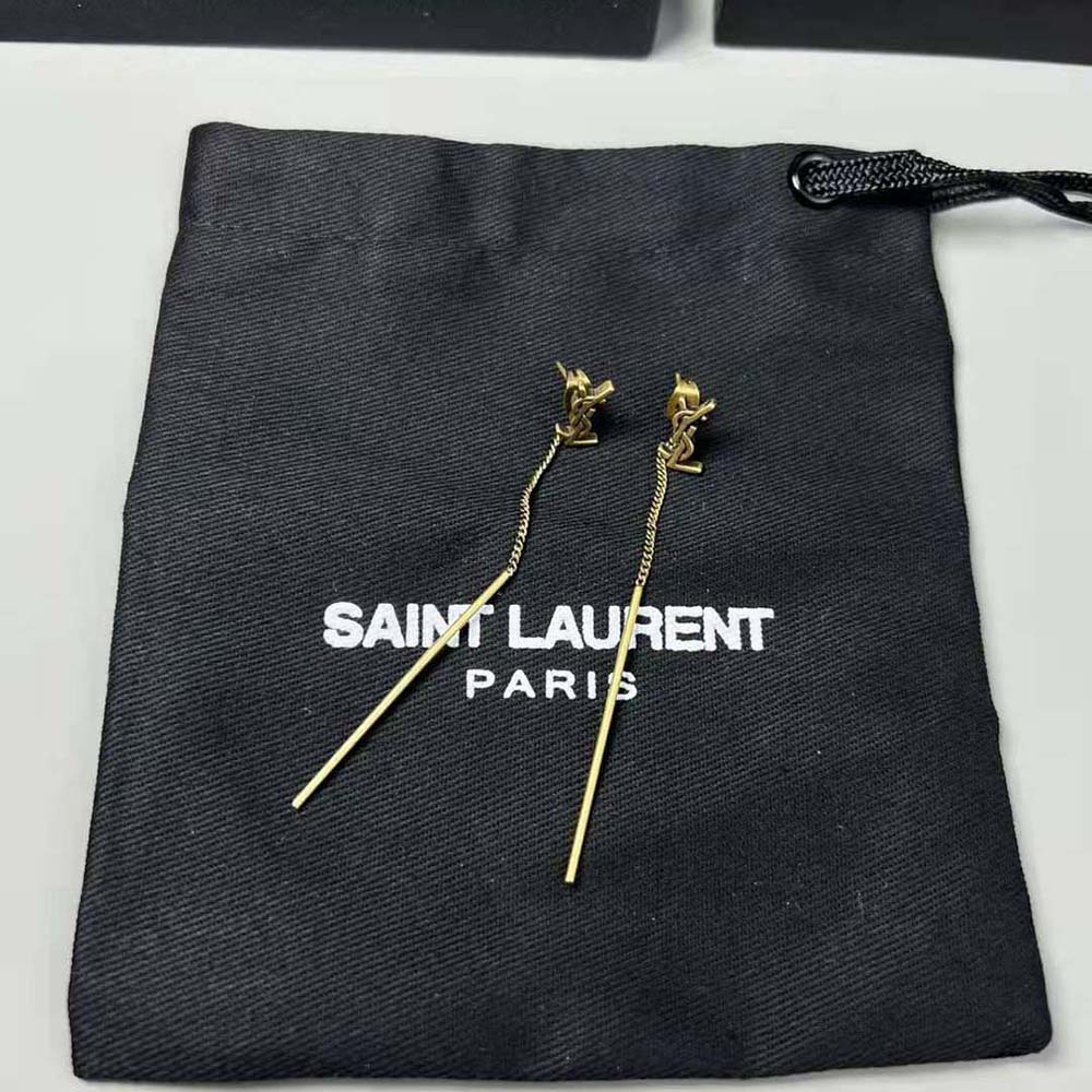 Saint Laurent YSL Women Opyum YSL Threader Earrings in Metal-Gold - image 5