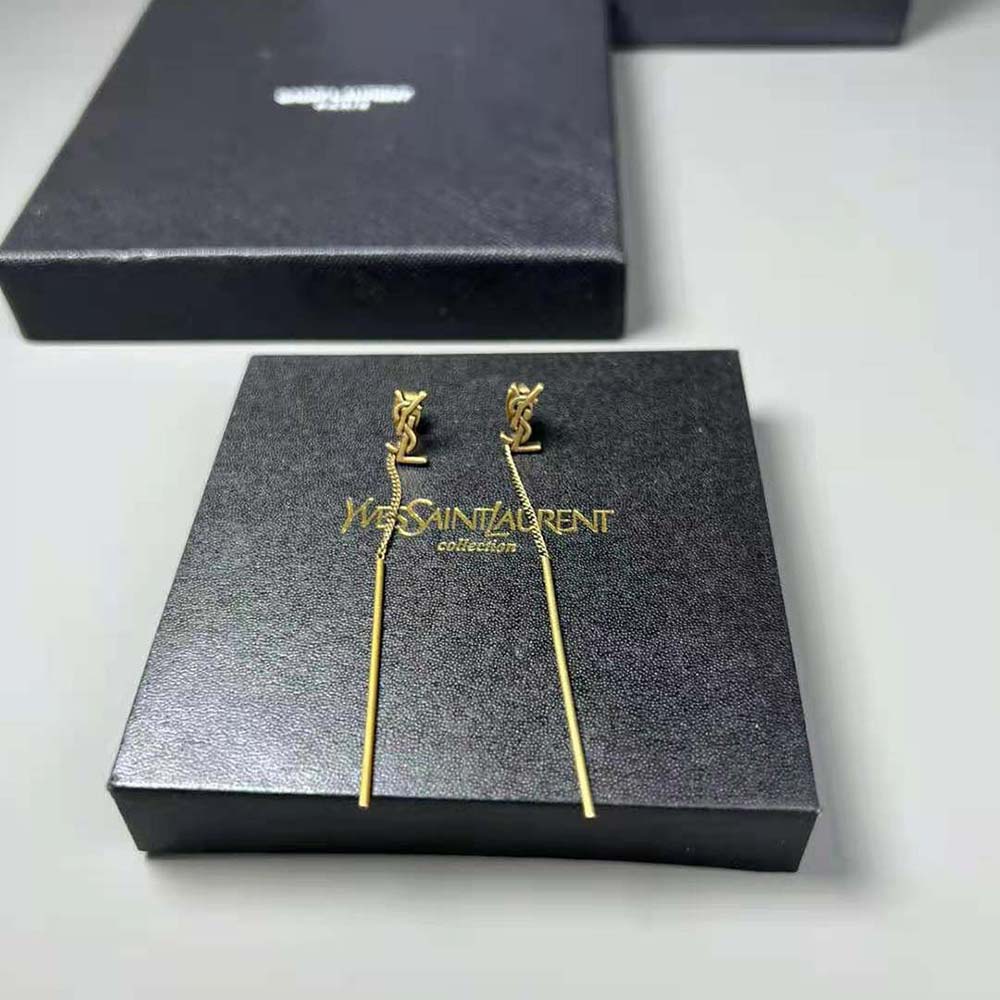 Saint Laurent YSL Women Opyum YSL Threader Earrings in Metal-Gold - image 4