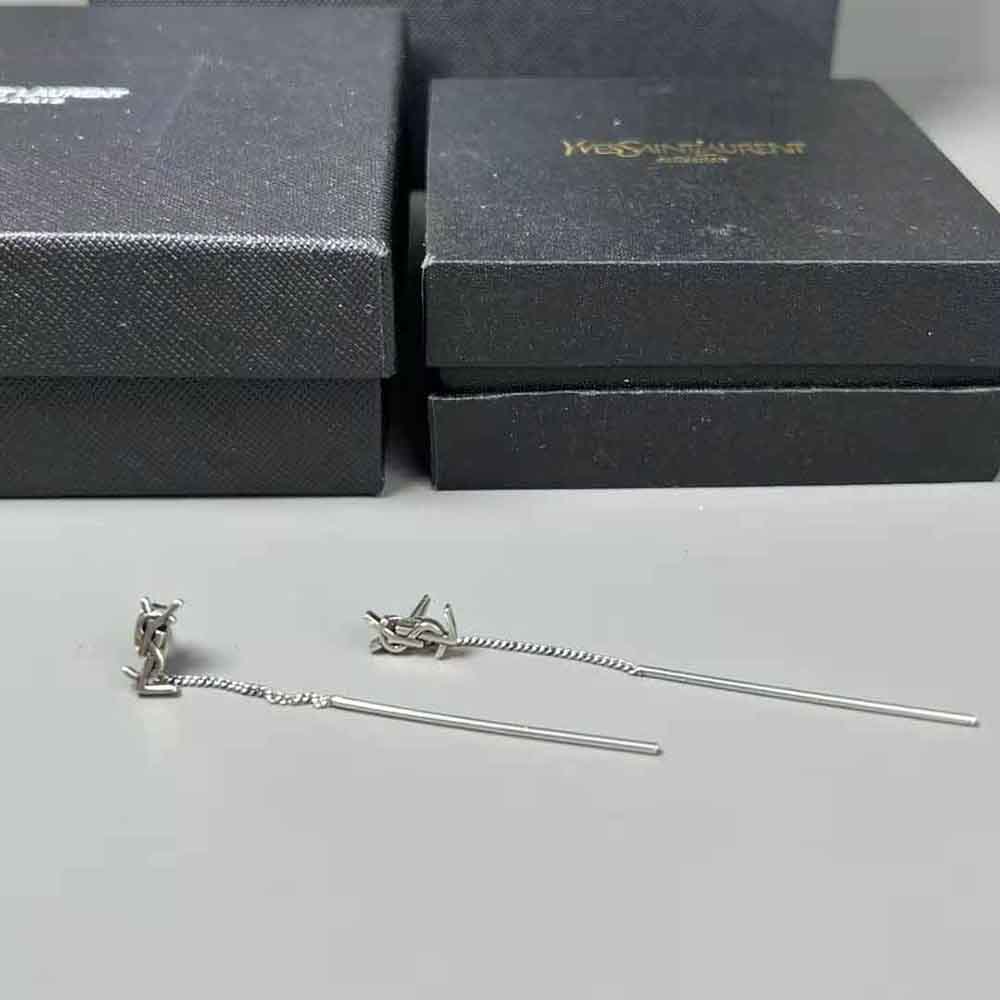 Saint Laurent YSL Women Opyum YSL Threader Earrings in Metal-Silver - image 5