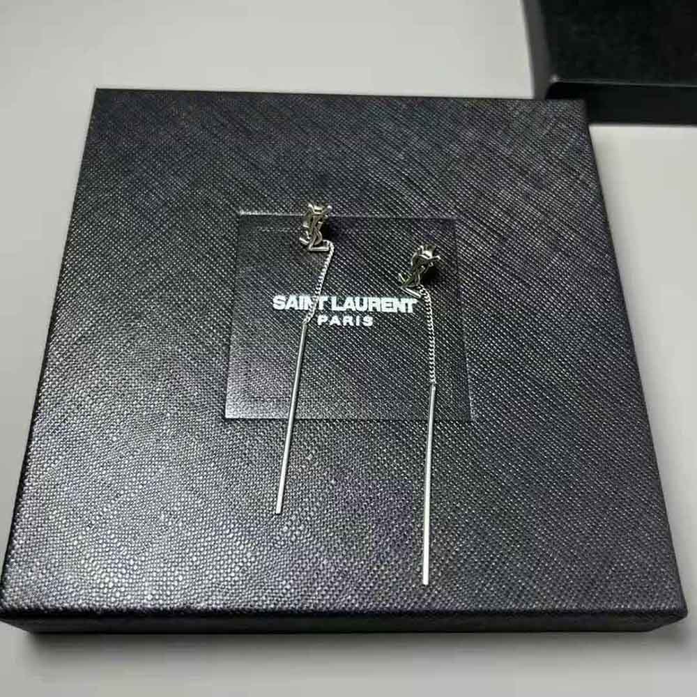 Saint Laurent YSL Women Opyum YSL Threader Earrings in Metal-Silver - image 4