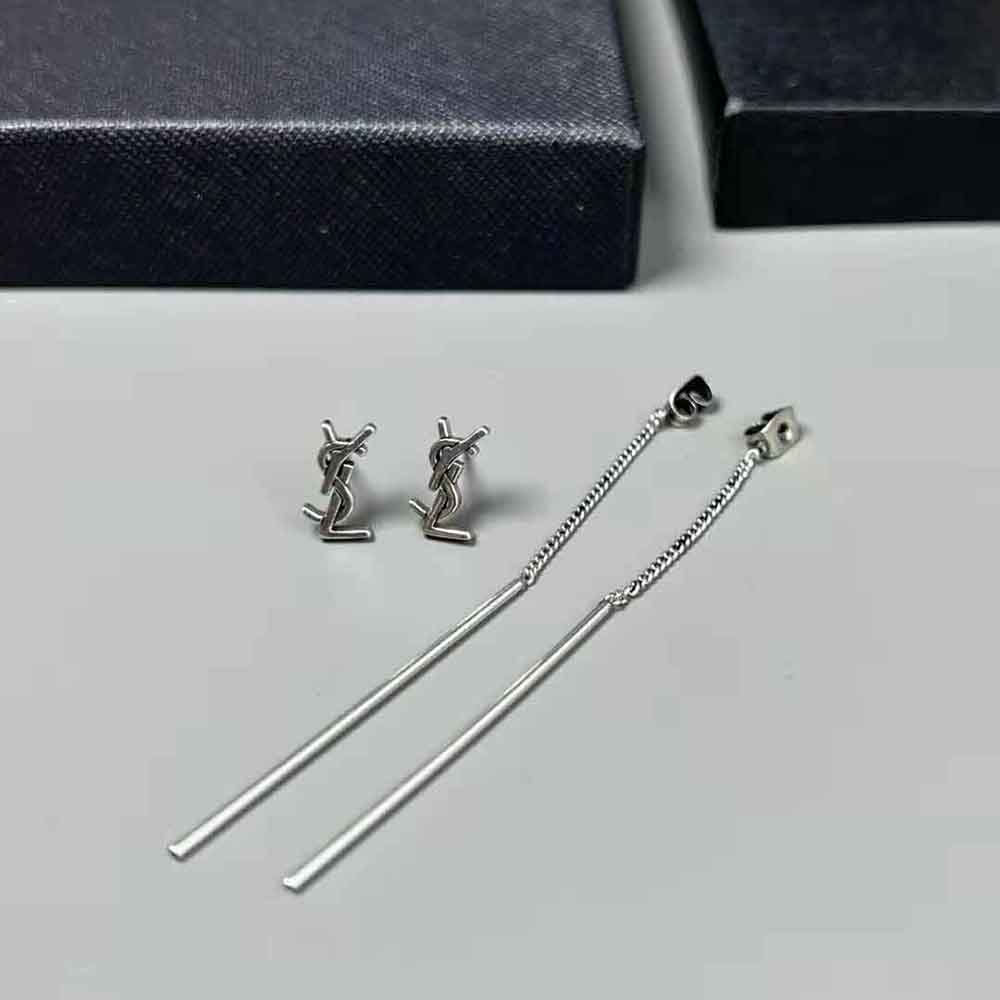Saint Laurent YSL Women Opyum YSL Threader Earrings in Metal-Silver - image 6
