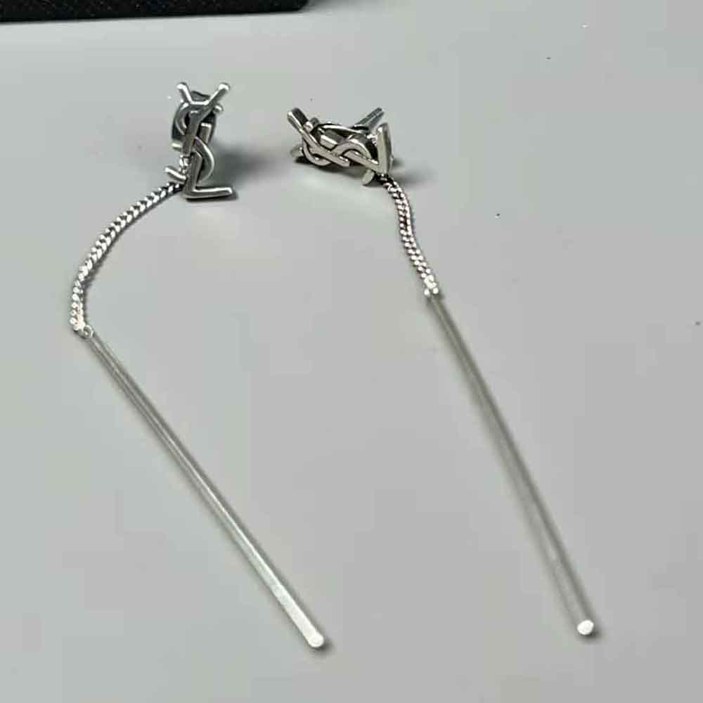 Saint Laurent YSL Women Opyum YSL Threader Earrings in Metal-Silver - image 7