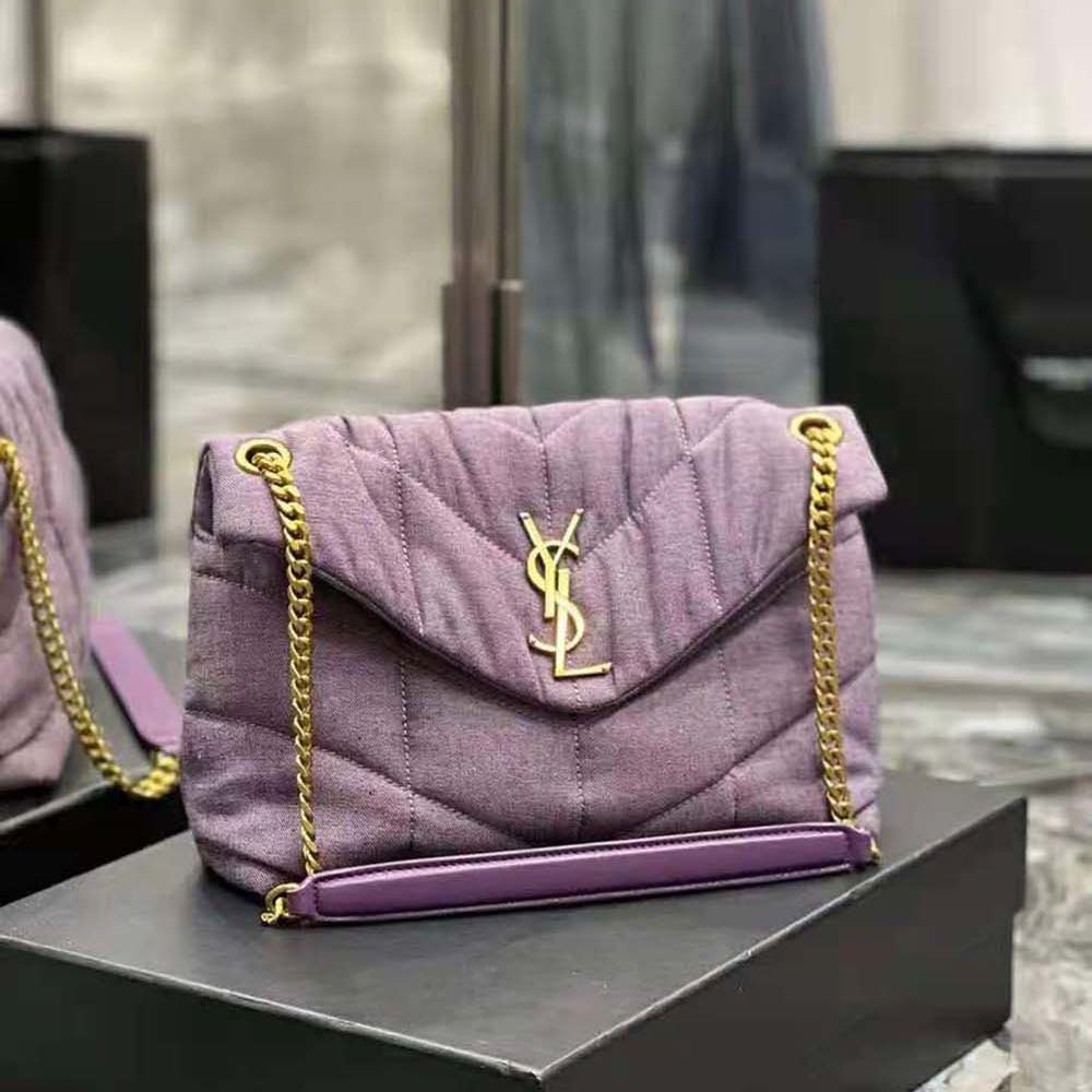 Saint Laurent YSL Women Puffer Small Bag in Denim and Smooth Leather - image 4