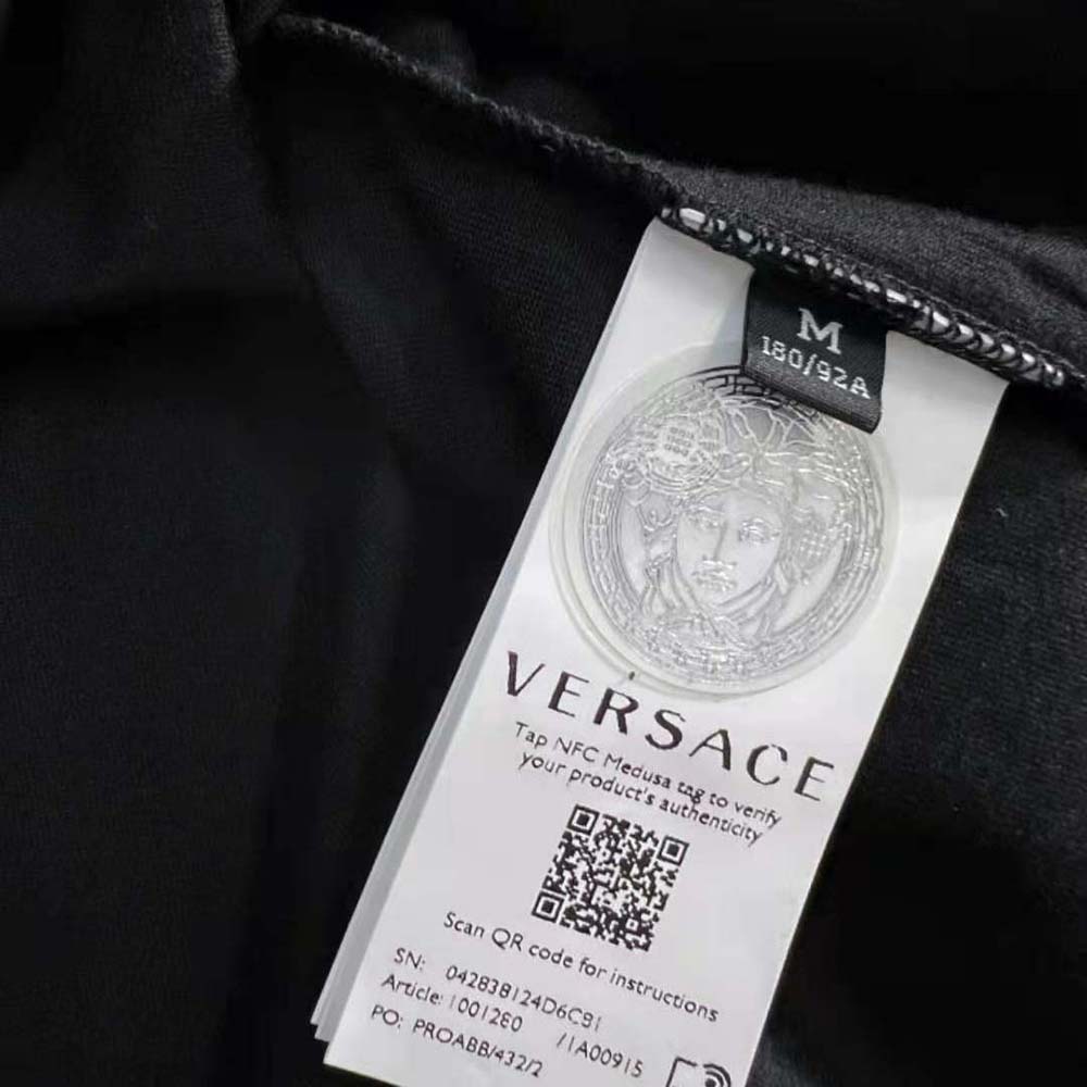 Versace Women Embellished Medusa T-shirt in Cotton-Black - image 10