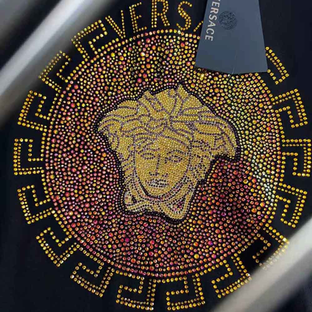 Versace Women Embellished Medusa T-shirt in Cotton-Black - image 7