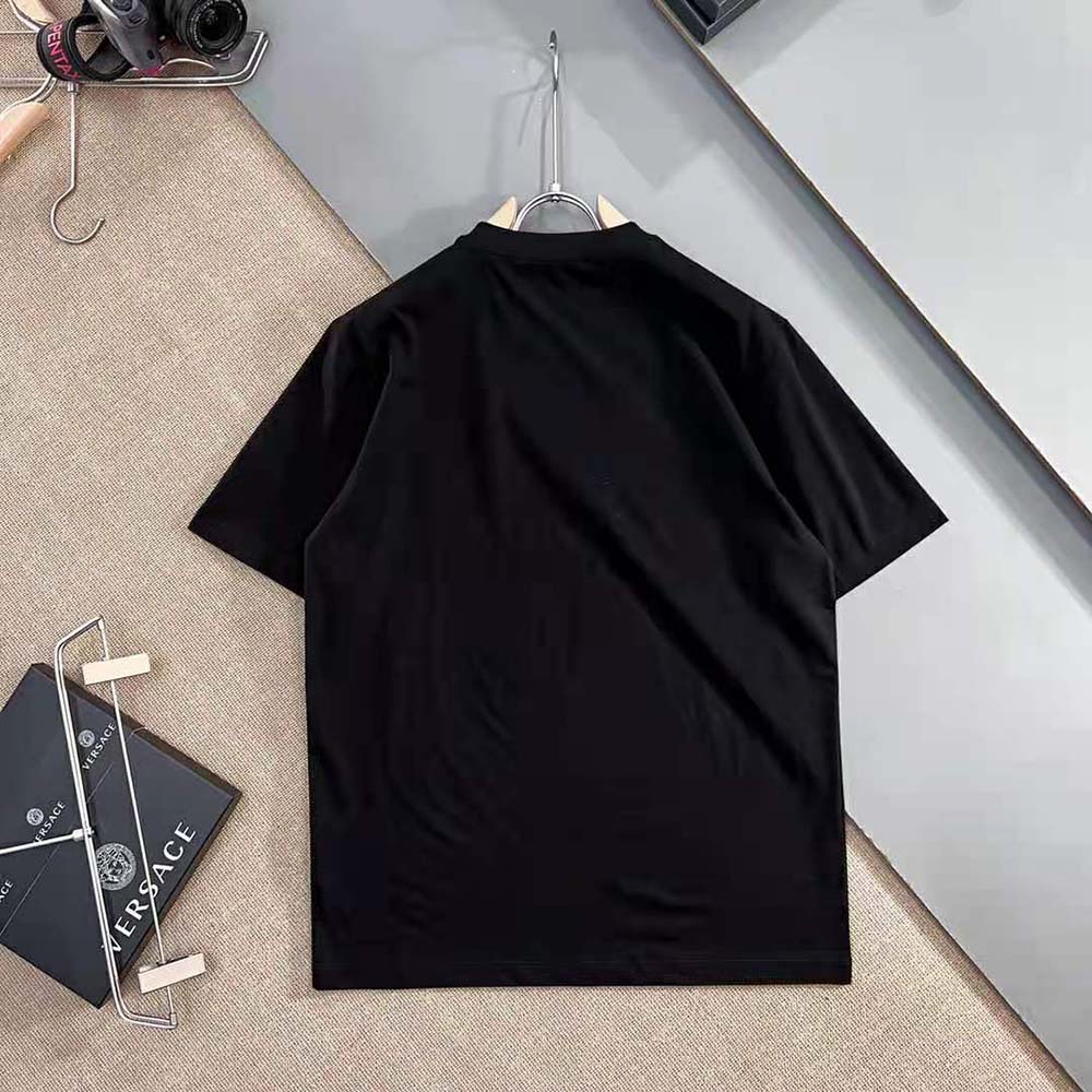 Versace Women Embellished Medusa T-shirt in Cotton-Black - image 4