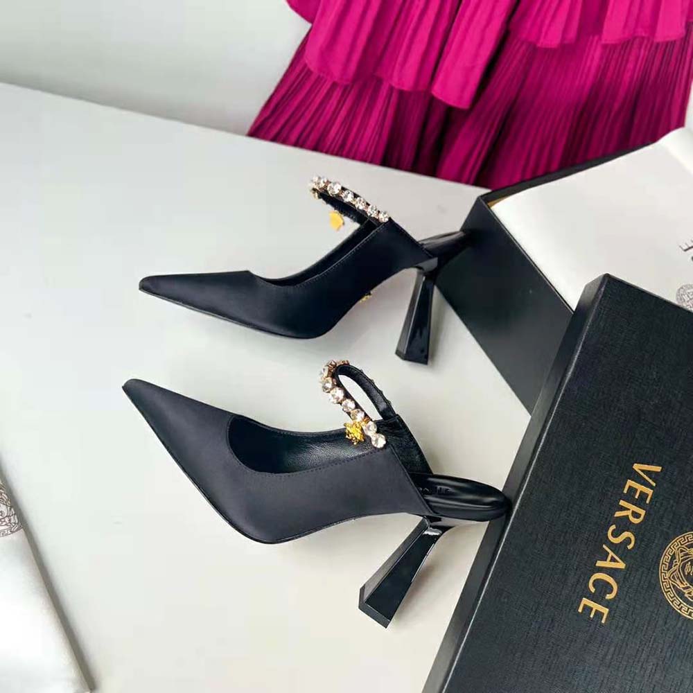 Versace Women Artifact Mules in 105mm Heel Height-Black - image 7
