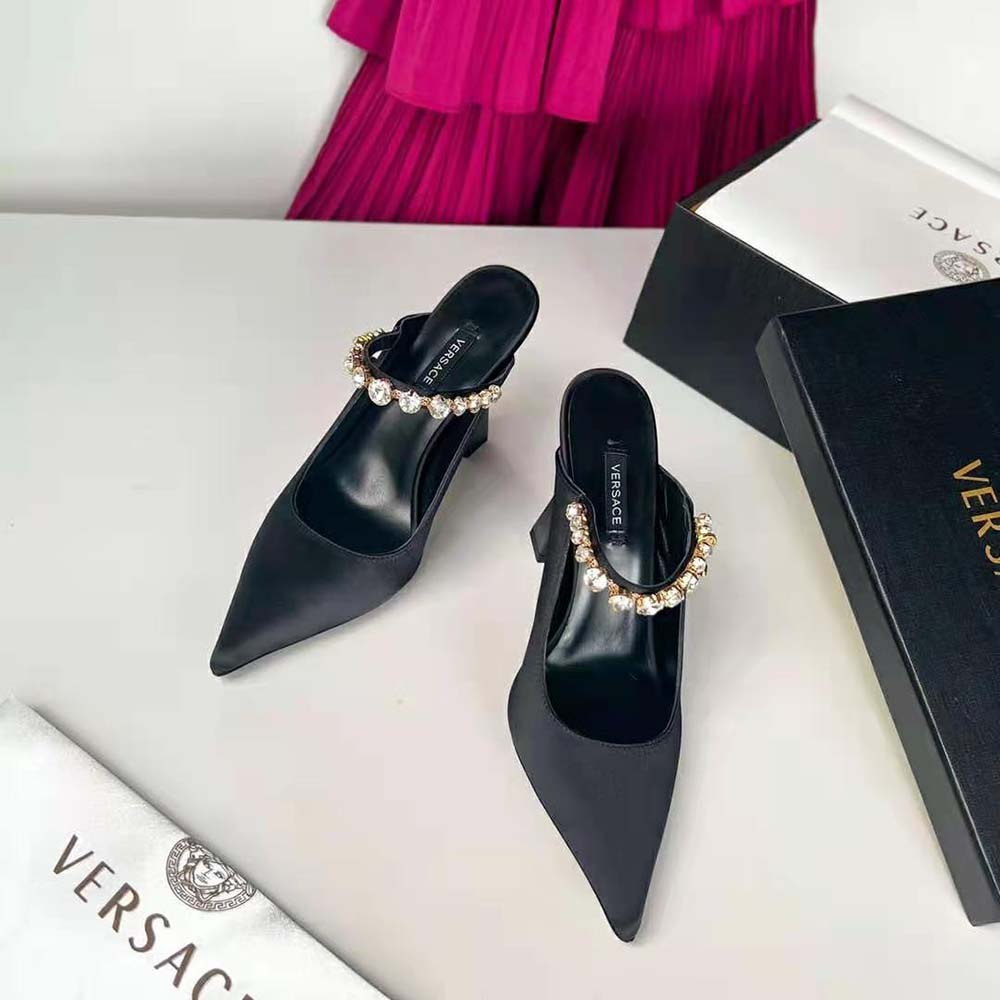 Versace Women Artifact Mules in 105mm Heel Height-Black - image 4