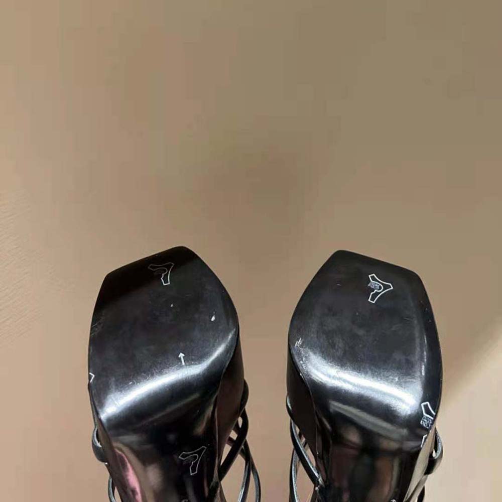 Versace Women Greca Maze Platform Sandals in 15cm Heel Height-Black - image 9