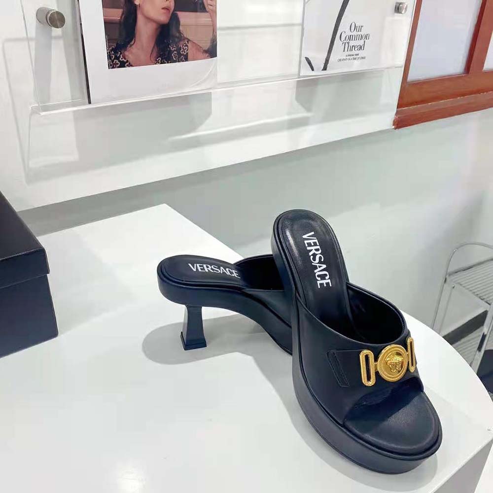 Versace Women Medusa Biggie Mules in 85mm Heel Height-Black - image 6