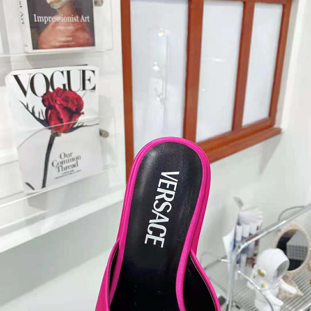 Versace Women Medusa Biggie Mules in 85mm Heel Height-Pink - image 6