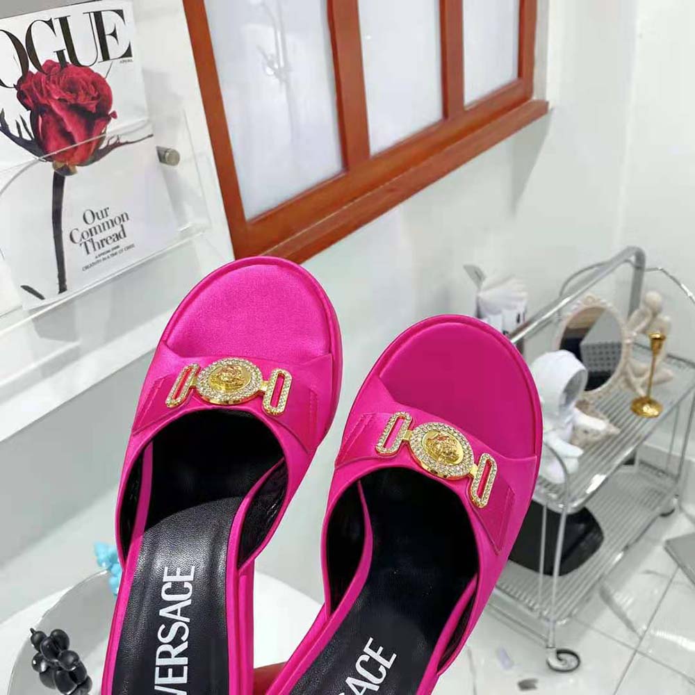 Versace Women Medusa Biggie Mules in 85mm Heel Height-Pink - image 5