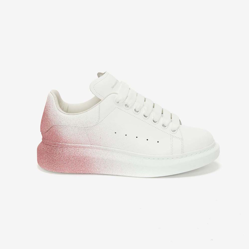 Side profile of Alexander Mcqueen Women Oversized Sneaker in White/Pink