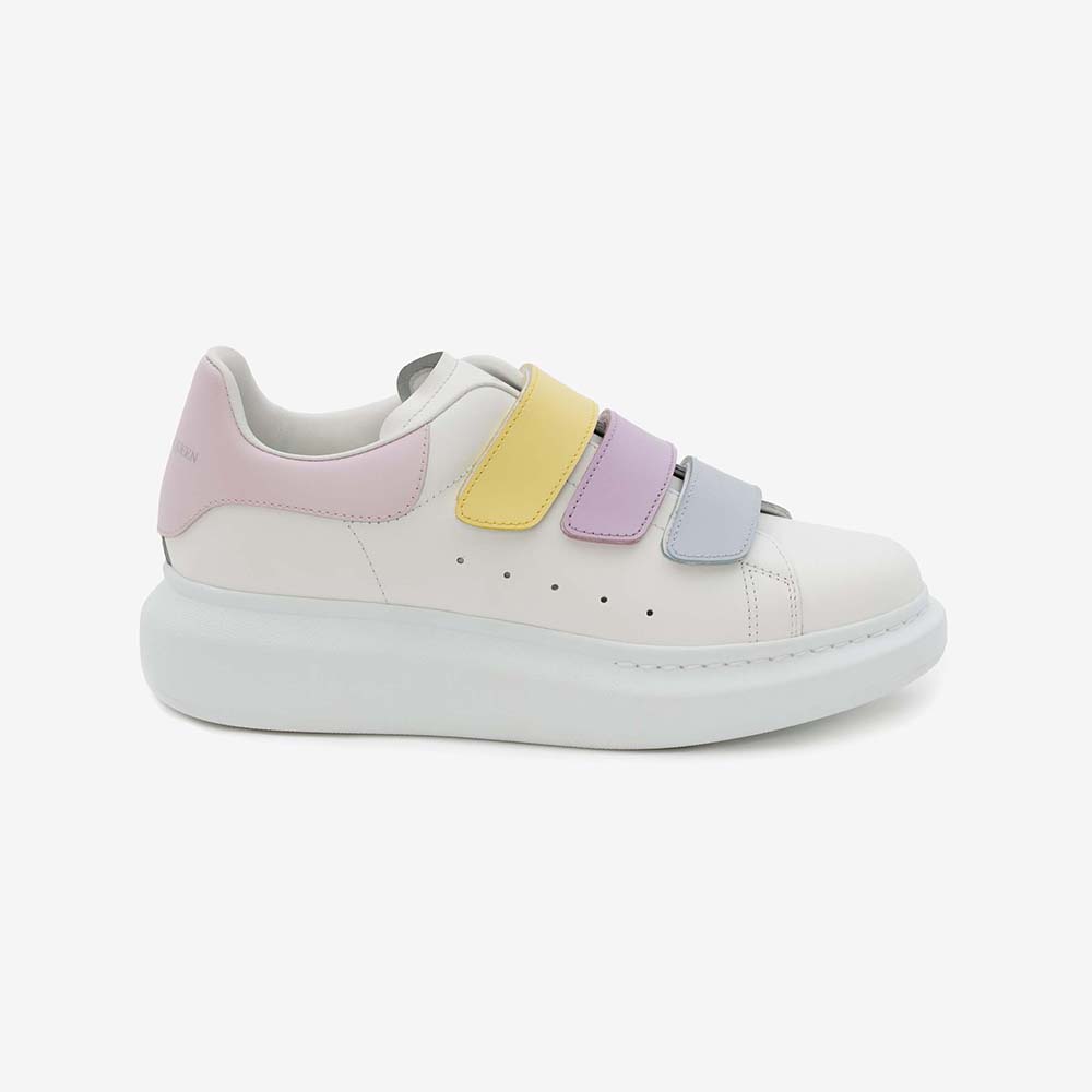 Front angle of Alexander Mcqueen Women Oversized Triple Strap Sneaker in multicolor