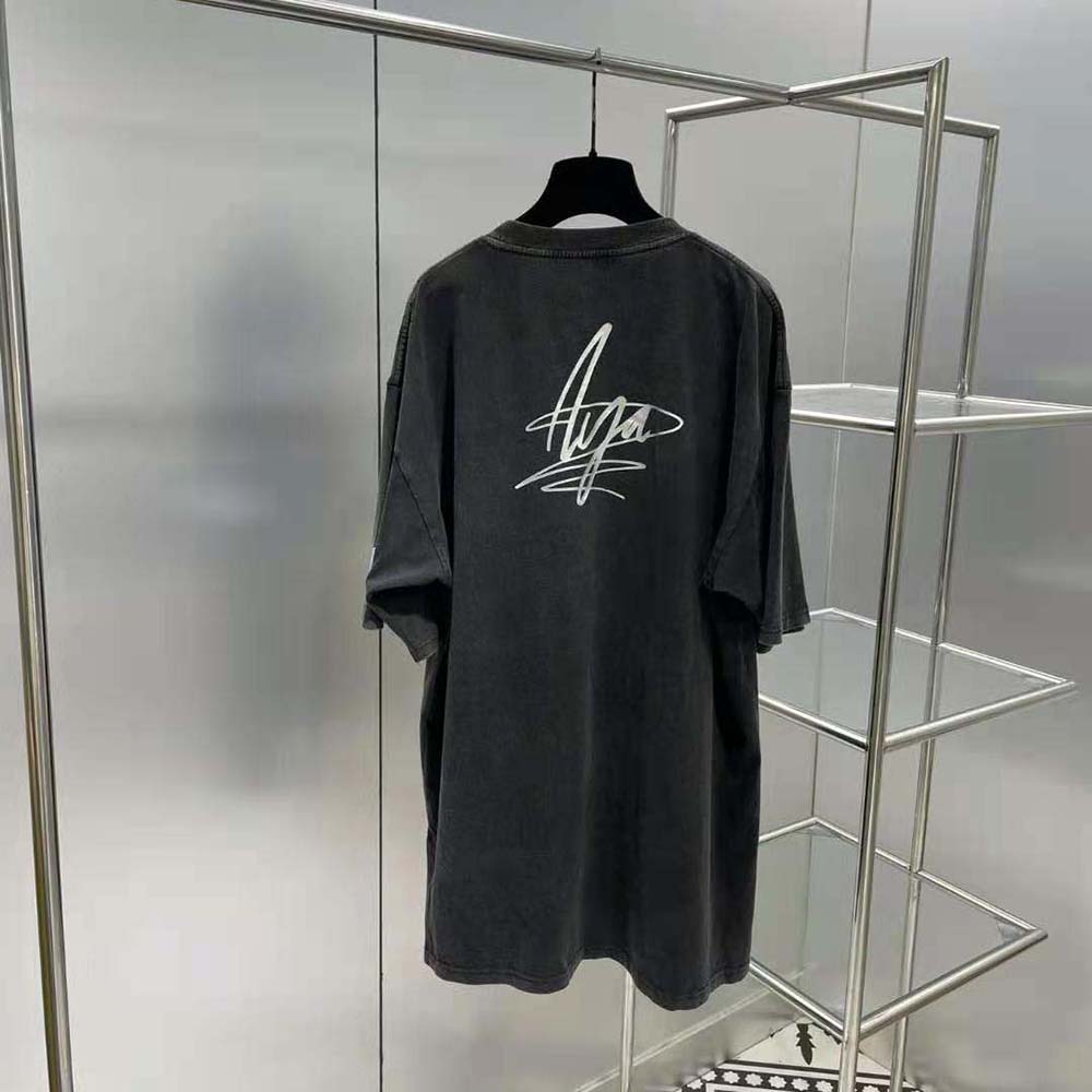 Side angle showing oversized silhouette of Balenciaga Women Music Aya Nakamura T-shirt