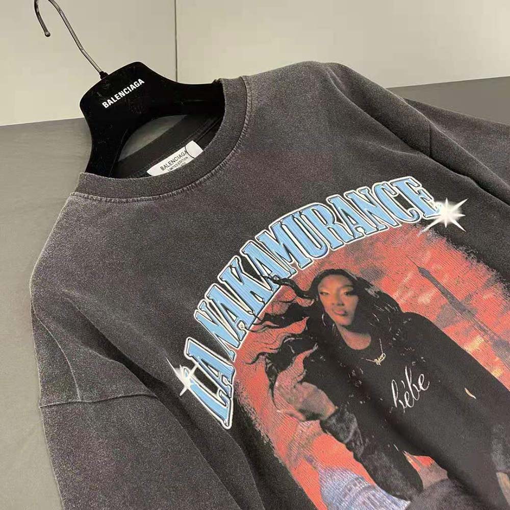 Balenciaga Women Music Aya Nakamura Merch T-shirt Large Fit in Black - image 7