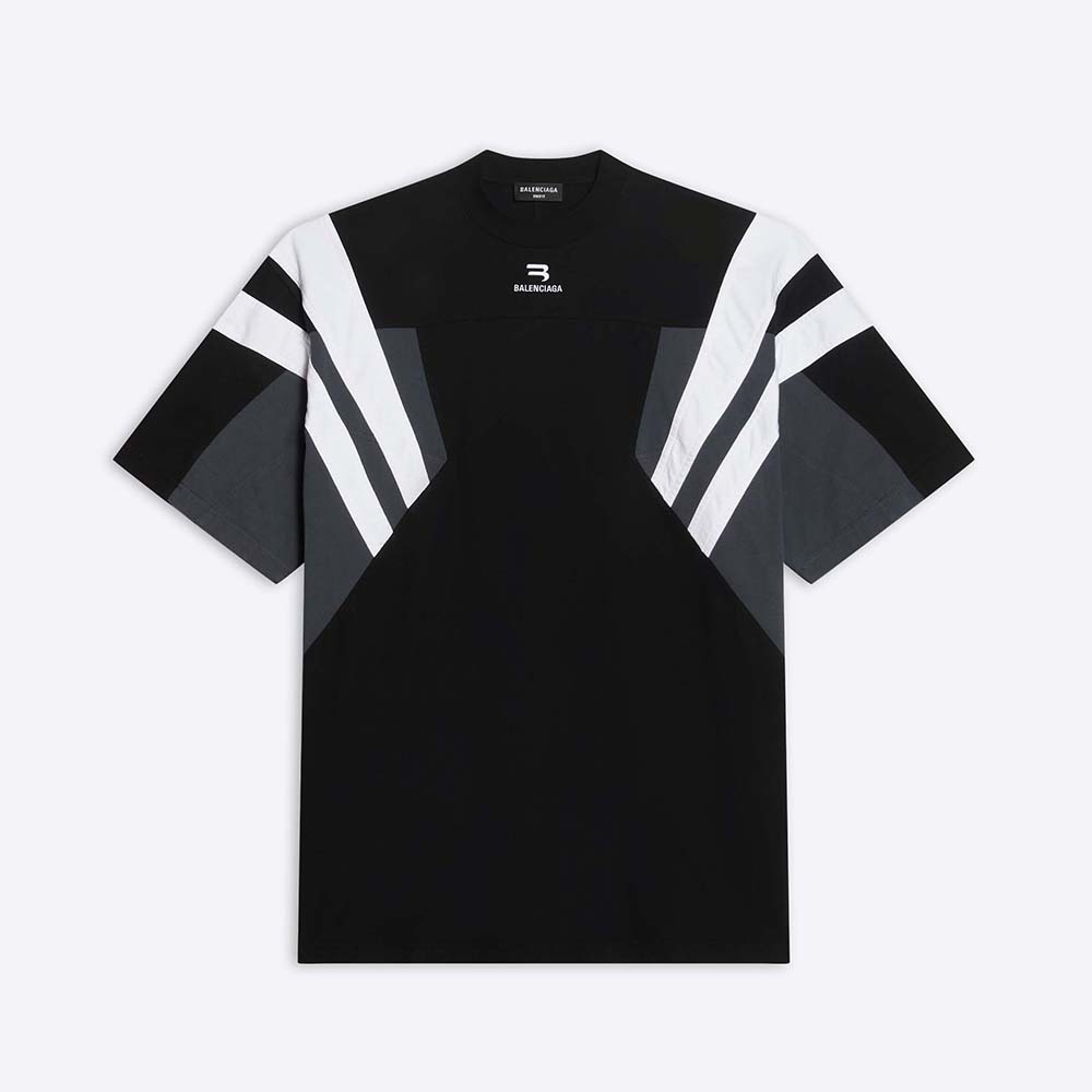 Front view of Balenciaga Women Sporty B Tracksuit T-Shirt in Black
