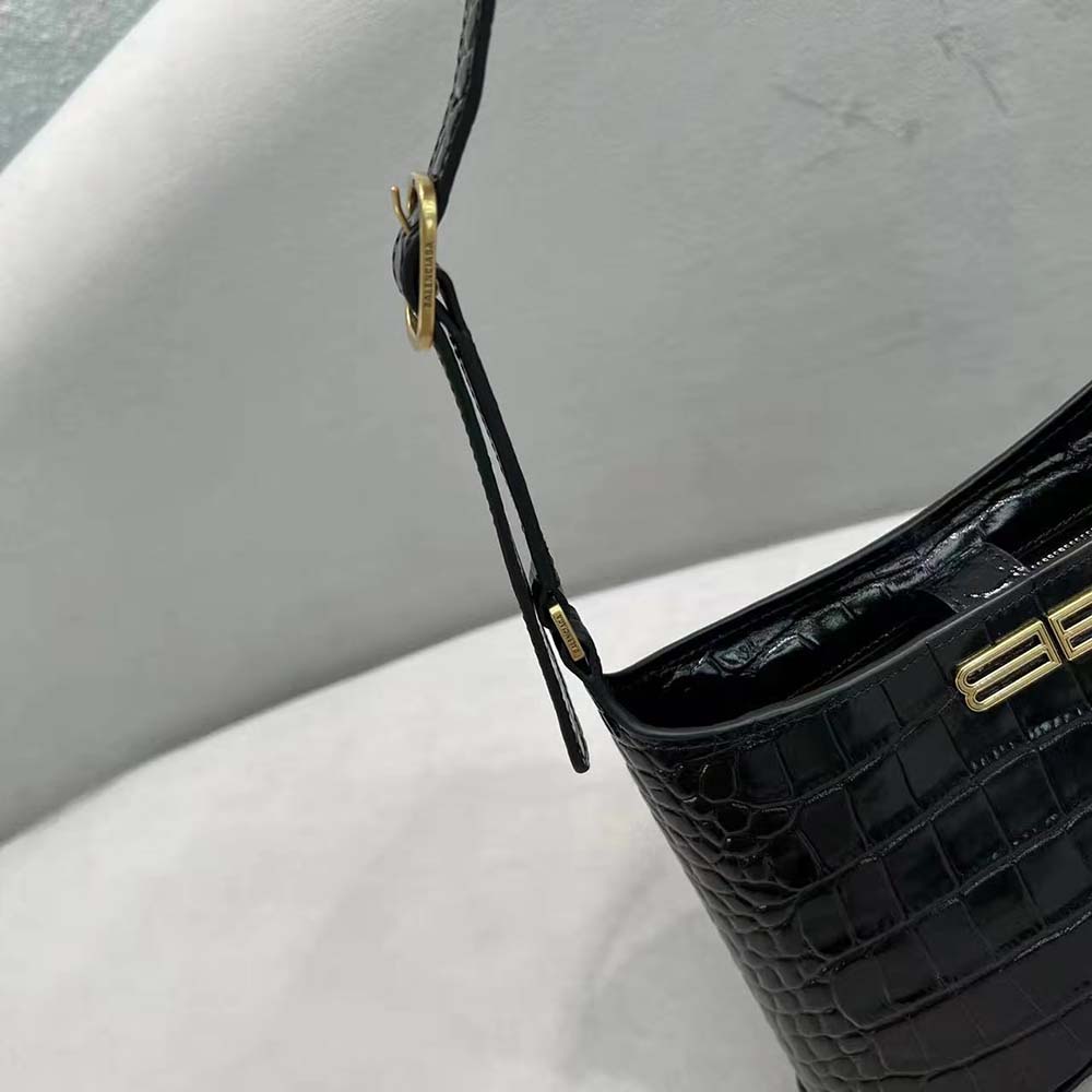 Balenciaga Women XX Small Hobo Bag Crocodile Embossed in Black - image 9
