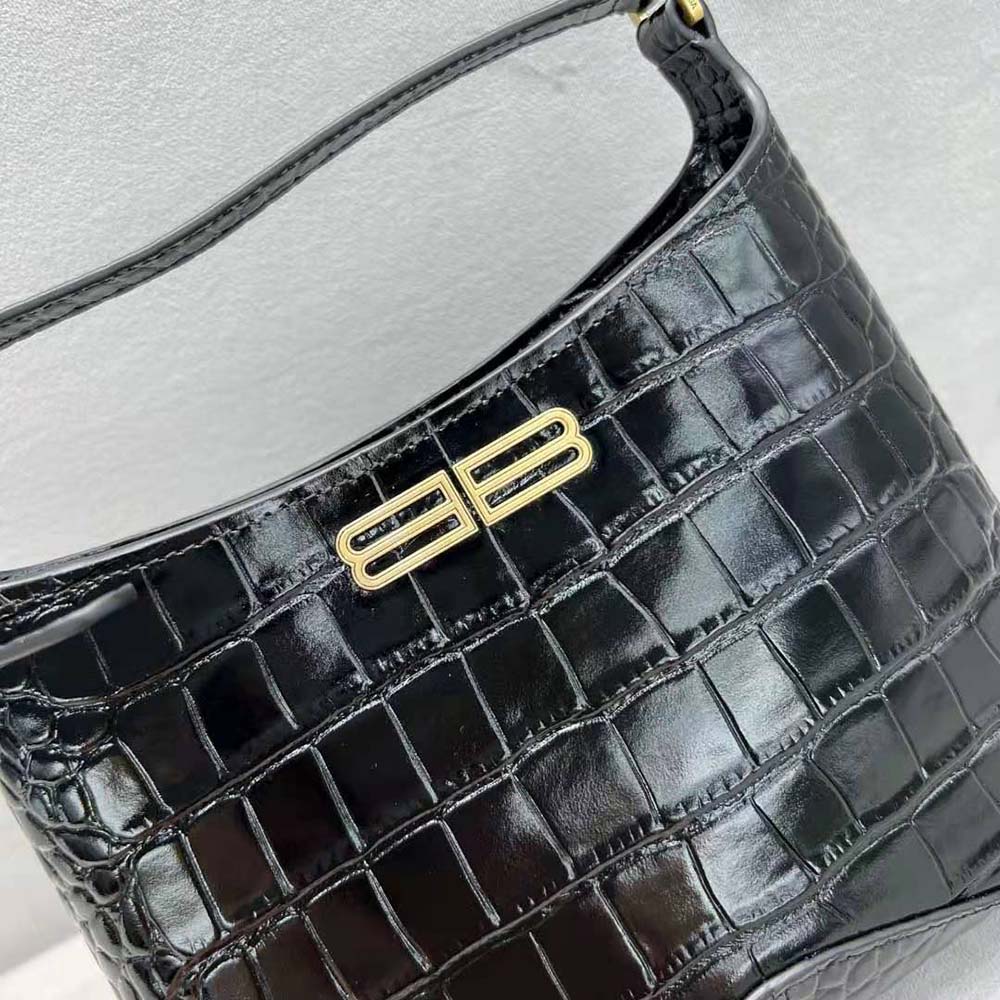 Balenciaga Women XX Small Hobo Bag Crocodile Embossed in Black - image 6