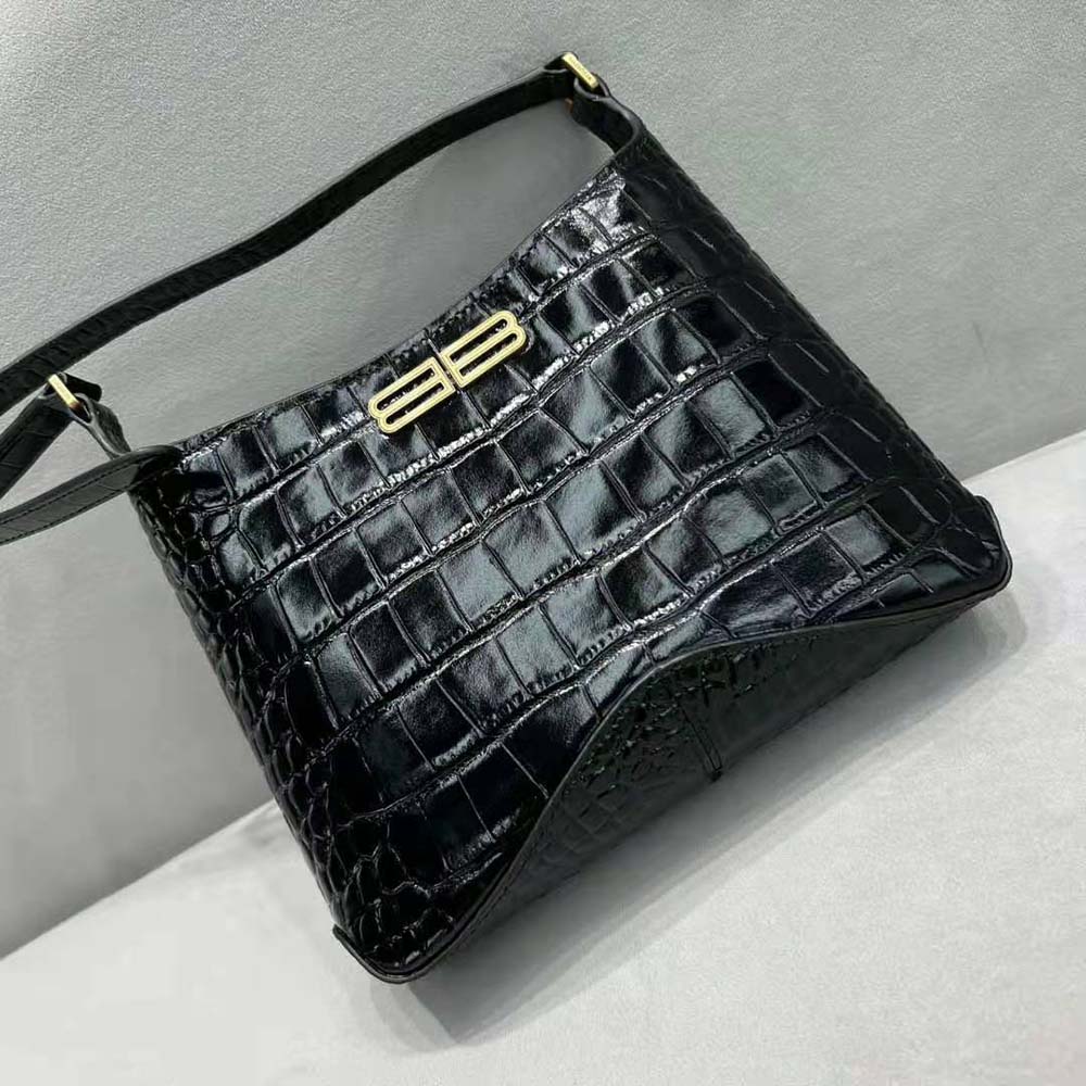 Balenciaga Women XX Small Hobo Bag Crocodile Embossed in Black - image 5