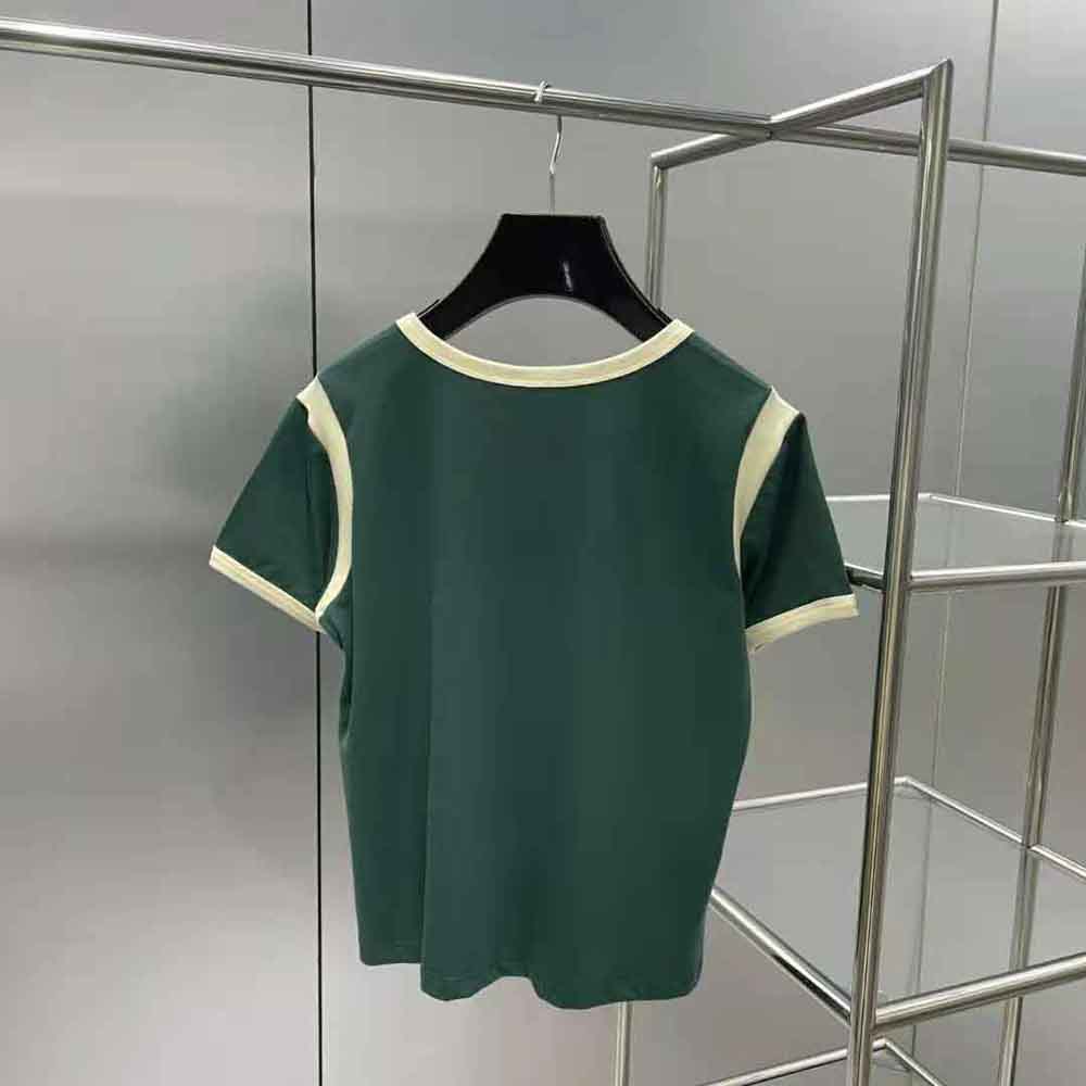 Side angle showing relaxed boxy silhouette of Celine Women 16 T-shirt