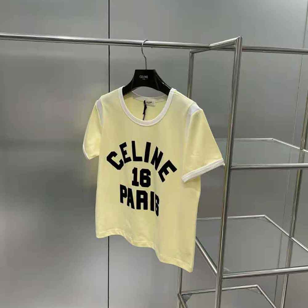 Celine Women 16 Boxy T-shirt in Cotton Jersey-Yellow - image 5