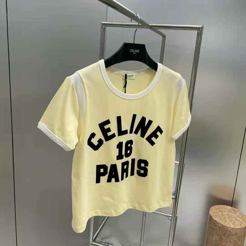 Celine Women 16 Boxy T-shirt in Cotton Jersey-Yellow - image 4