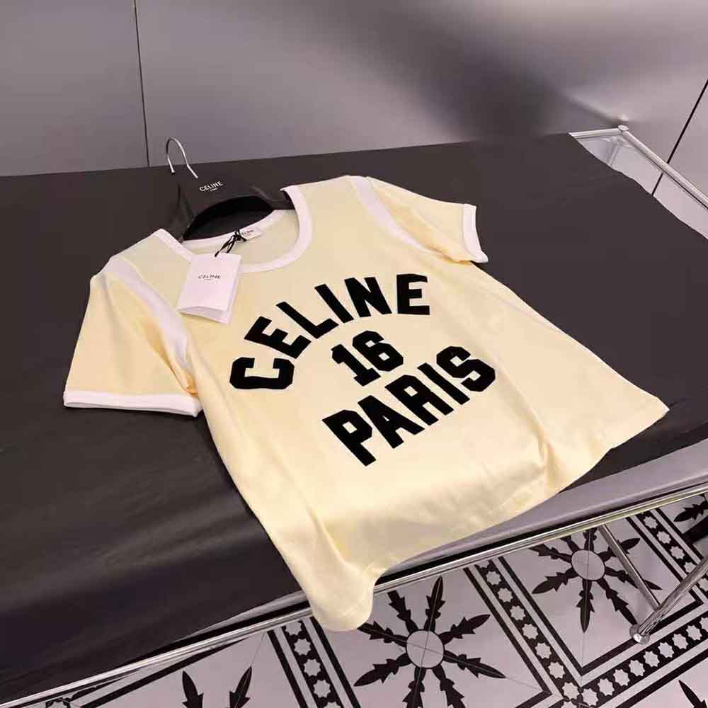 Celine Women 16 Boxy T-shirt in Cotton Jersey-Yellow - image 7