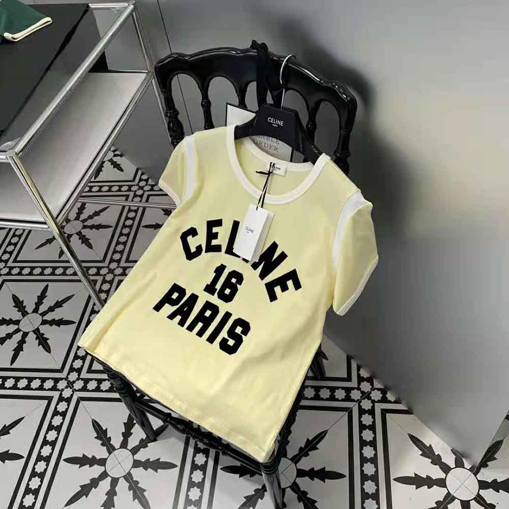 Celine Women 16 Boxy T-shirt in Cotton Jersey-Yellow - image 6