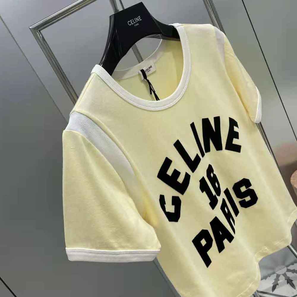 Celine Women 16 Boxy T-shirt in Cotton Jersey-Yellow - image 8