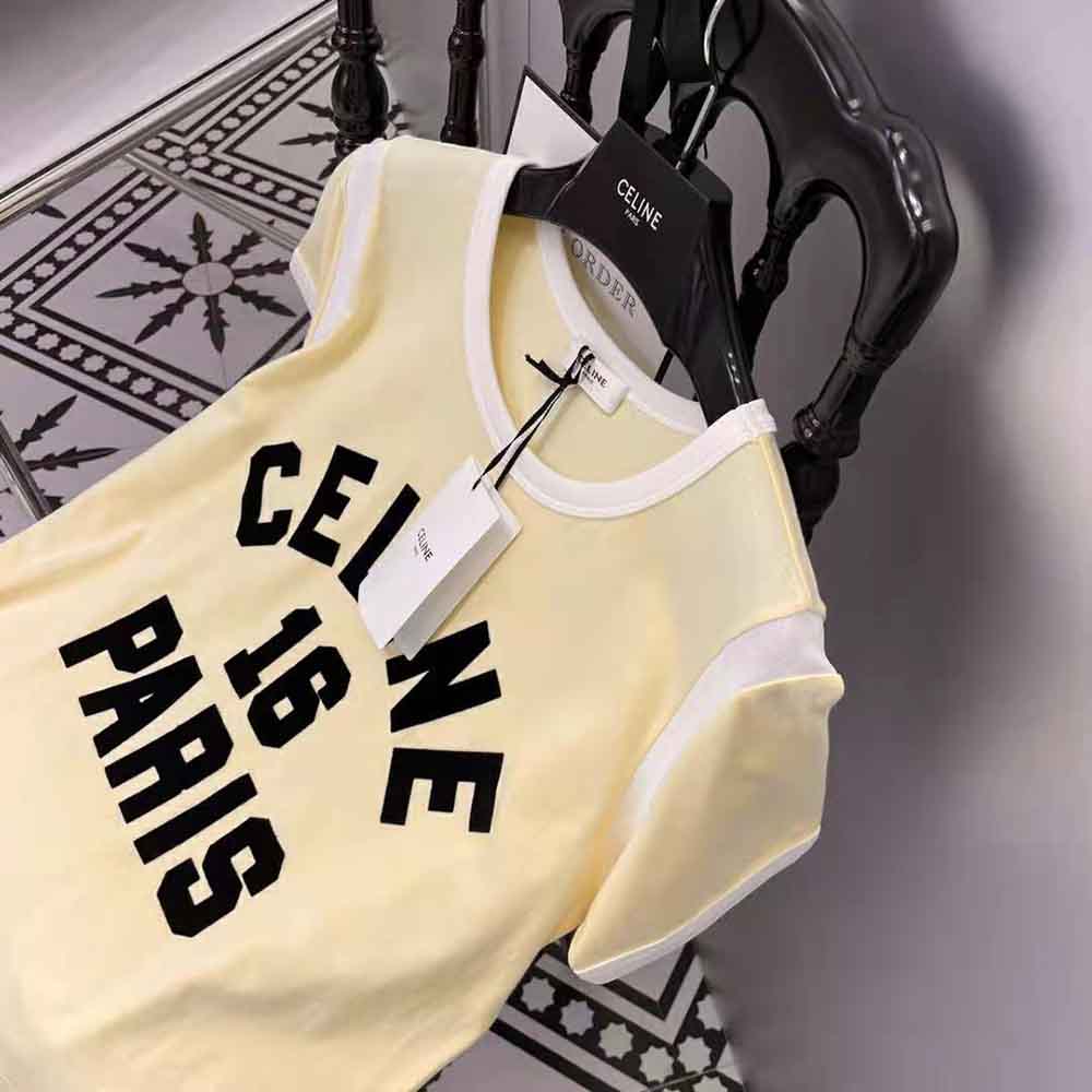 Celine Women 16 Boxy T-shirt in Cotton Jersey-Yellow - image 9
