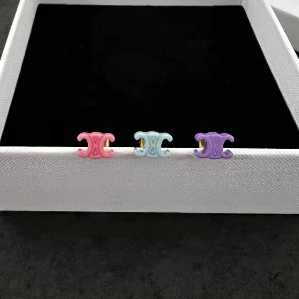 Close-up detail of pink plexiglass on Celine Women Baby Set of 3 Studs