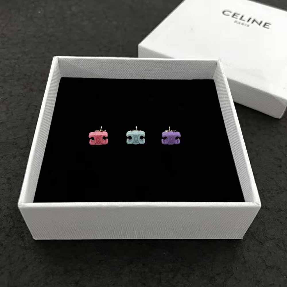Celine Women Baby Set of 3 Studs in Brass with Gold Finish and Plexiglass - image 4
