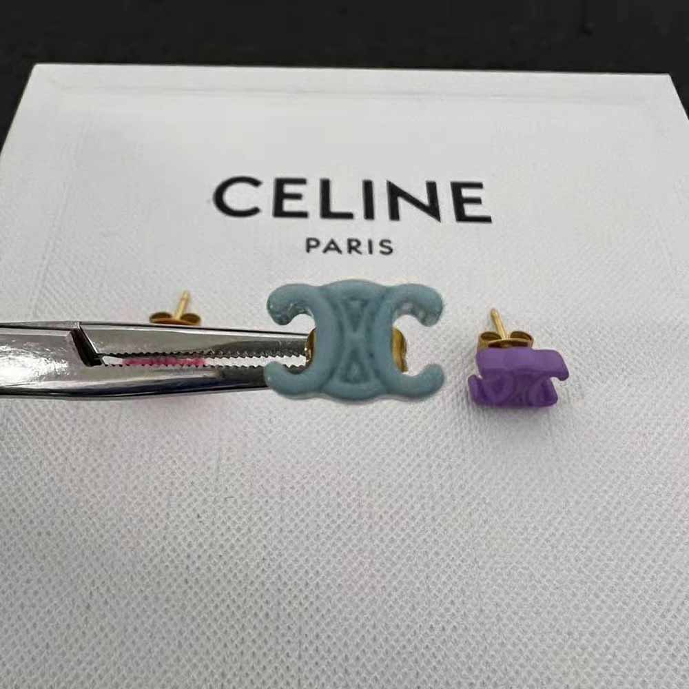 Celine Women Baby Set of 3 Studs in Brass with Gold Finish and Plexiglass - image 7