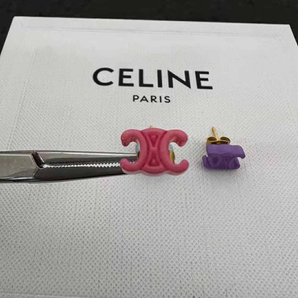 Celine Women Baby Set of 3 Studs in Brass with Gold Finish and Plexiglass - image 6