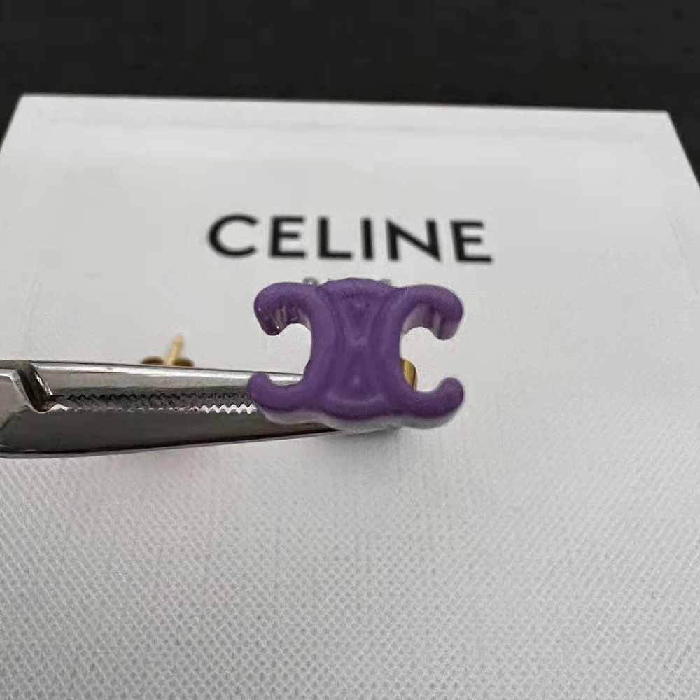 Celine Women Baby Set of 3 Studs in Brass with Gold Finish and Plexiglass - image 8