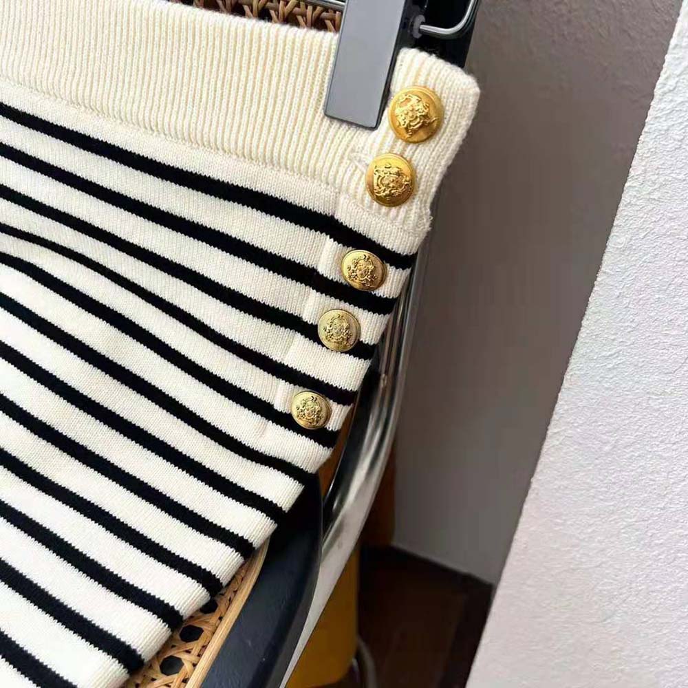 Celine Women Bandeau Dress in Striped Wool-White - image 6