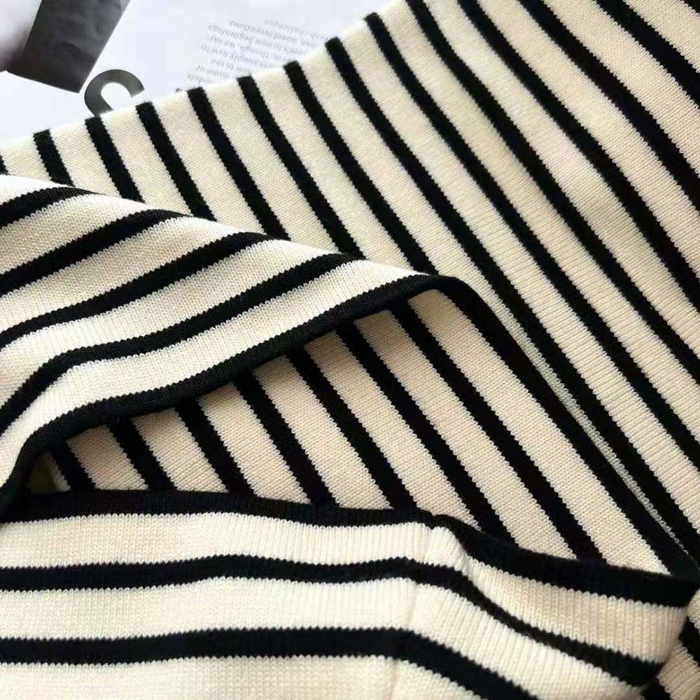 Celine Women Bandeau Dress in Striped Wool-White - image 8