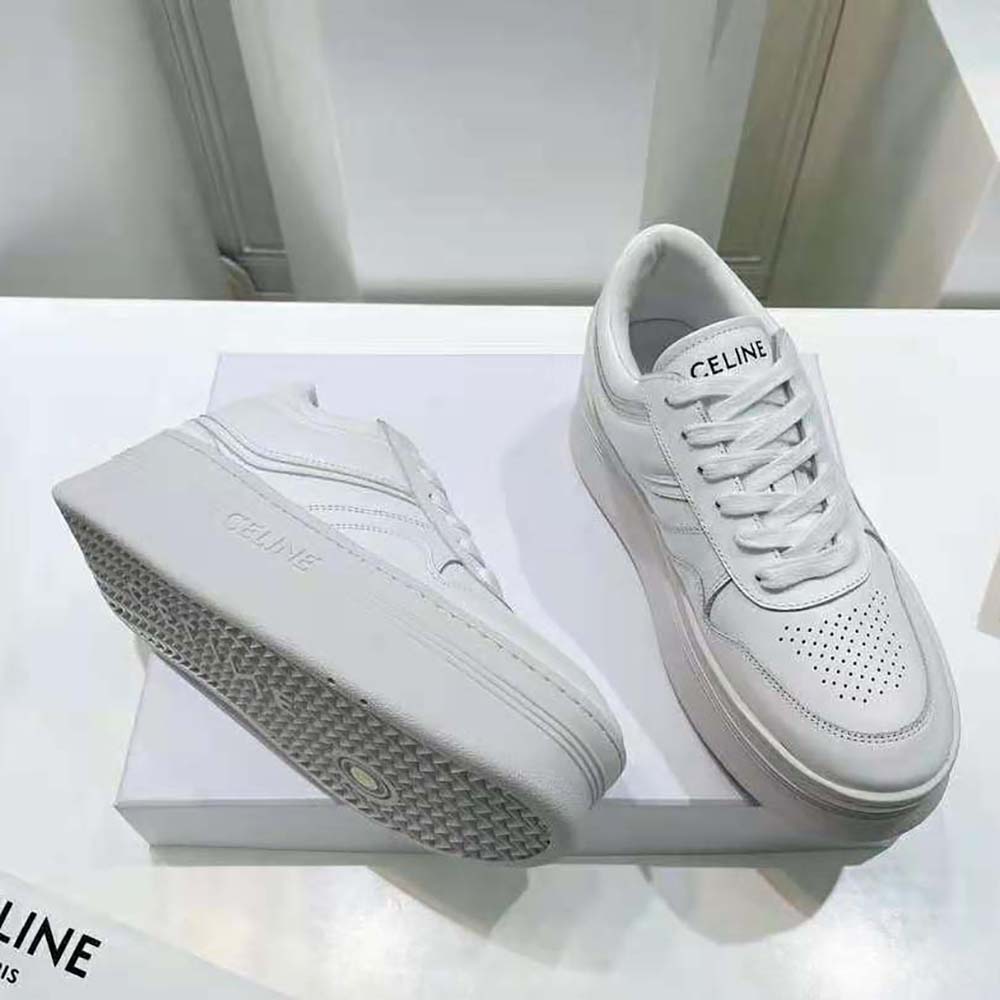 Celine Women Block Sneakers with Wedge Outsole in Calfskin-White - image 9