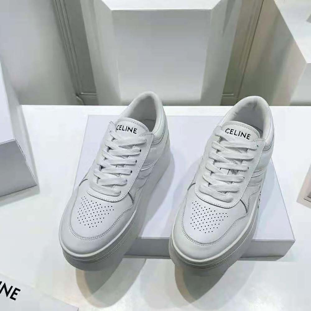 Top view showing silhouette and clean lines of Celine Women Block Sneakers