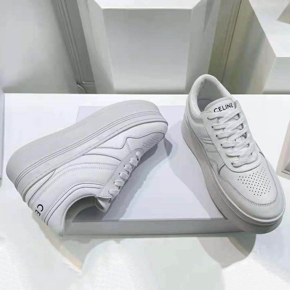 Celine Women Block Sneakers with Wedge Outsole in Calfskin-White - image 7