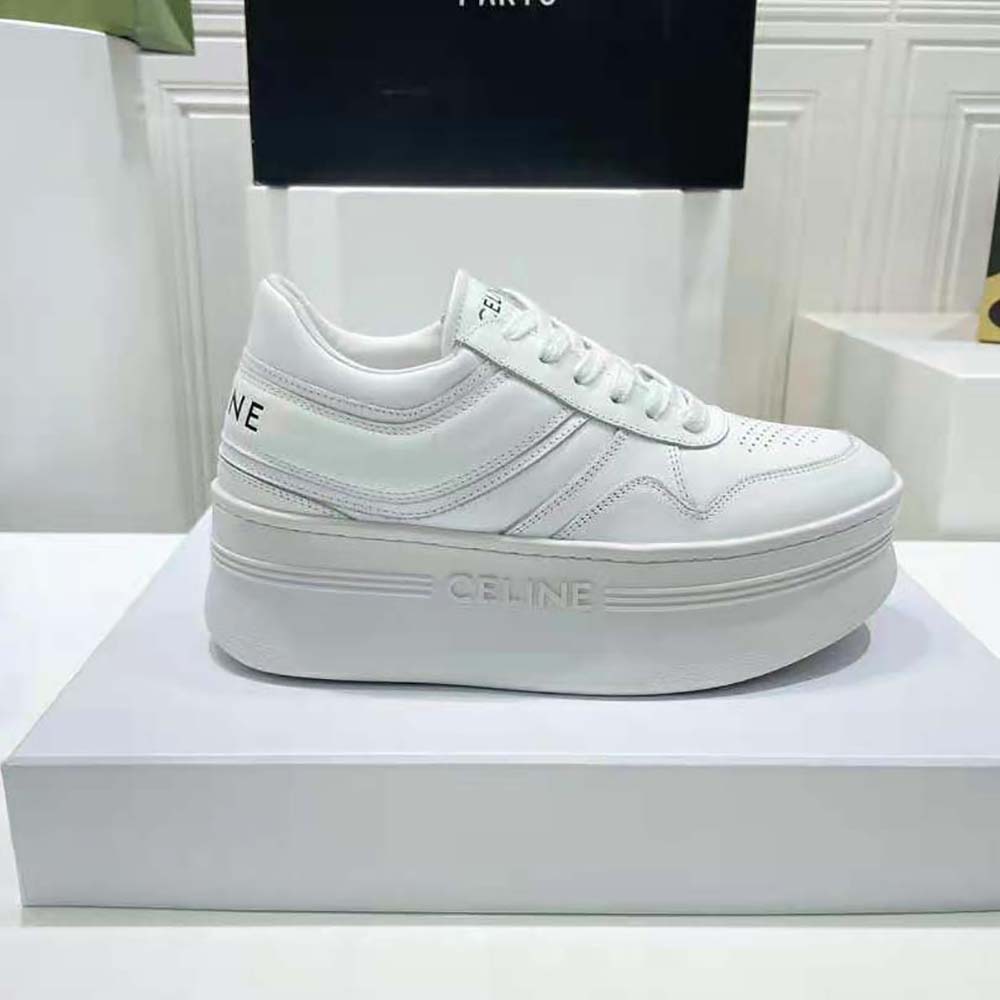 Celine Women Block Sneakers with Wedge Outsole in Calfskin-White - image 6