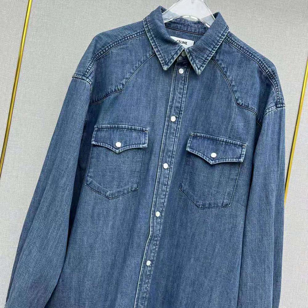 Celine Women Cowboy Painter Shirt in Denim-Blue - image 4