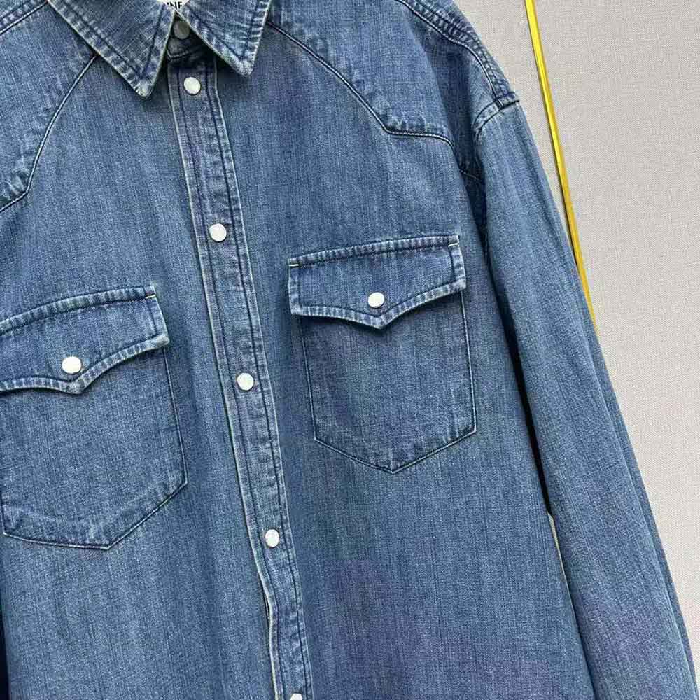 Celine Women Cowboy Painter Shirt in Denim-Blue - image 7