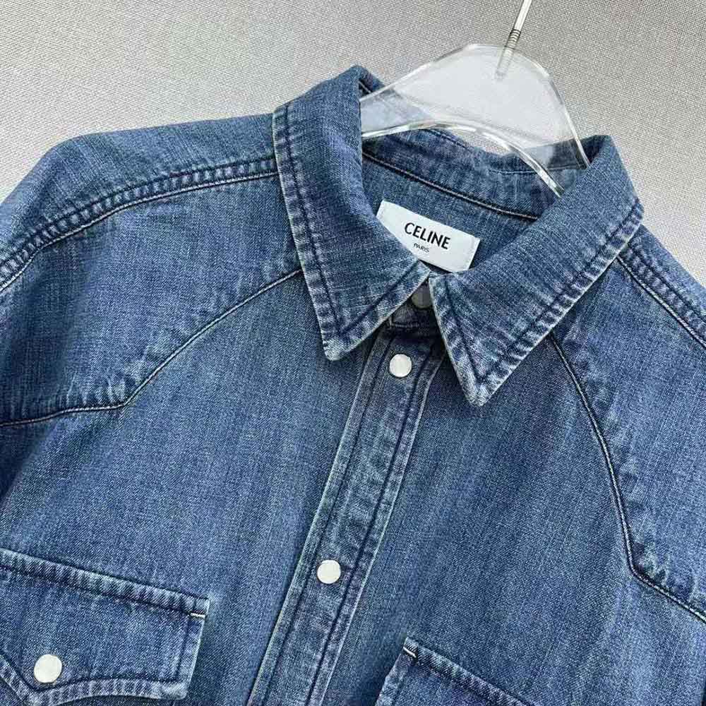 Celine Women Cowboy Painter Shirt in Denim-Blue - image 5