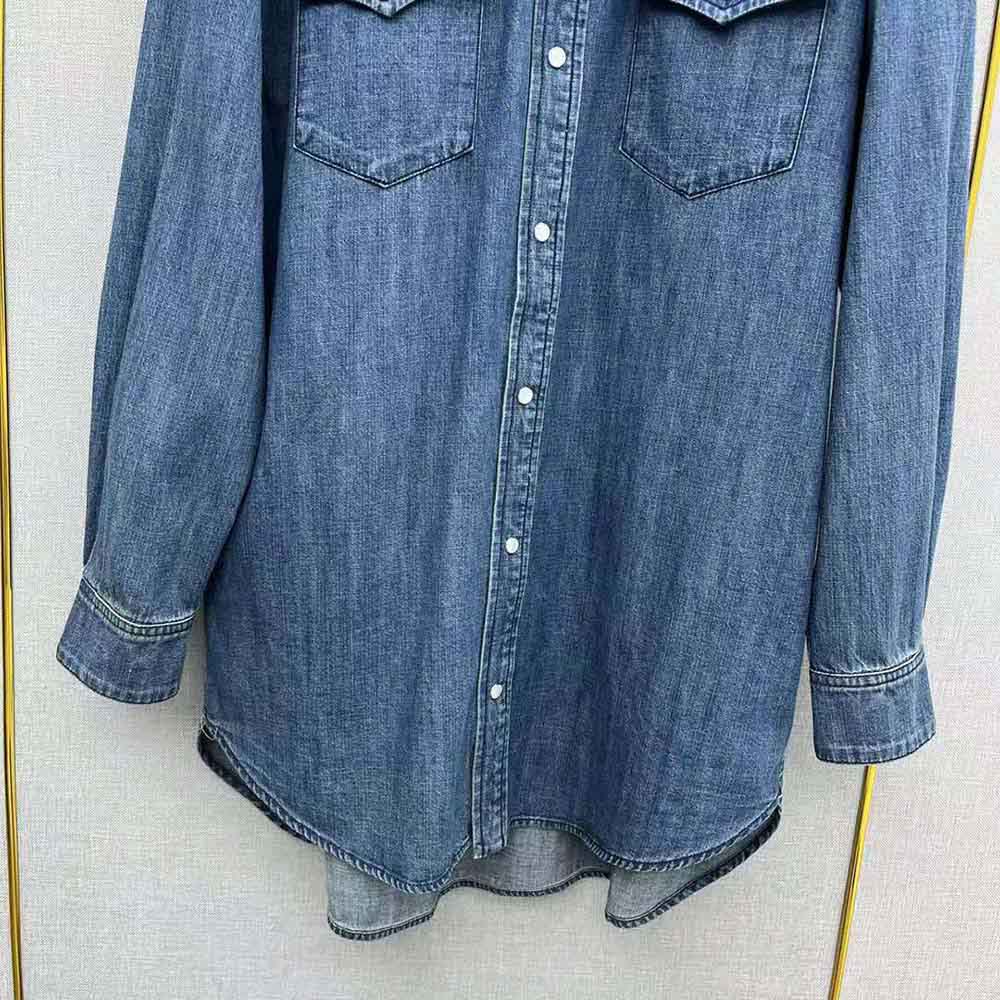 Celine Women Cowboy Painter Shirt in Denim-Blue - image 6