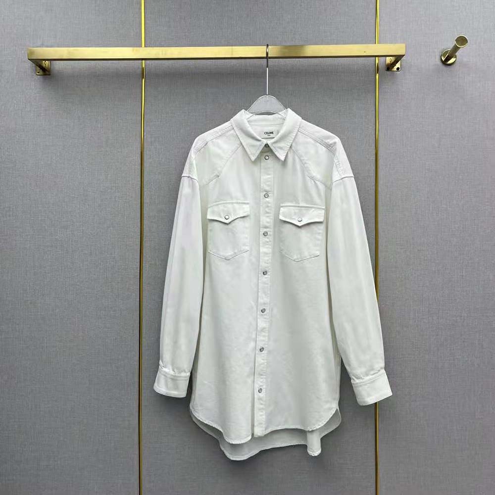Close-up of Western stitching detail on Celine Women Cowboy Painter Shirt