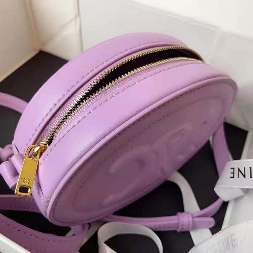 Celine Women Crossbody Oval Purse Cuir Triomphe in Smooth Calfskin-Purple - image 9