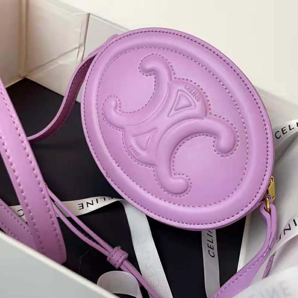 Celine Women Crossbody Oval Purse Cuir Triomphe in Smooth Calfskin-Purple - image 4